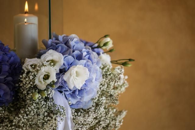 Blue, Petal, Bouquet, Flower, Cut flowers, Wax, Flowering plant, Candle holder, Candle, Electric blue, 