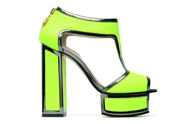 Green, Yellow, High heels, Basic pump, Sandal, Fashion design, Court shoe, Leather, Sock, 