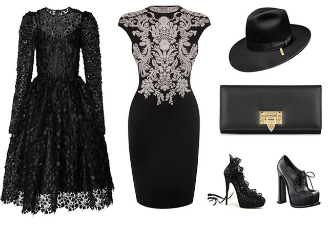 Style, Hat, Dress, Costume accessory, Fashion, Black, One-piece garment, Day dress, Costume hat, Fedora, 