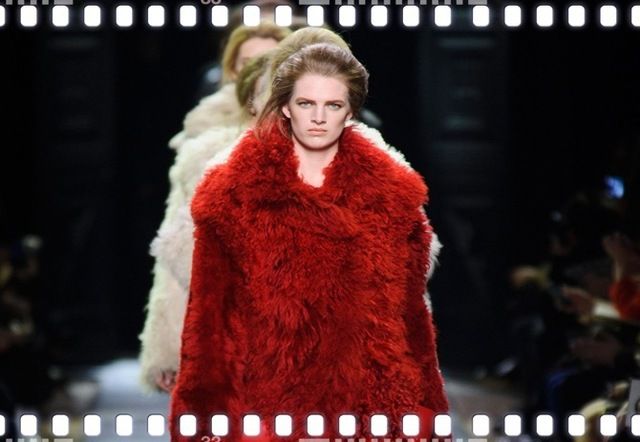 Winter, Textile, Red, Fur clothing, Natural material, Fashion show, Fashion, Animal product, Fashion model, Fur, 