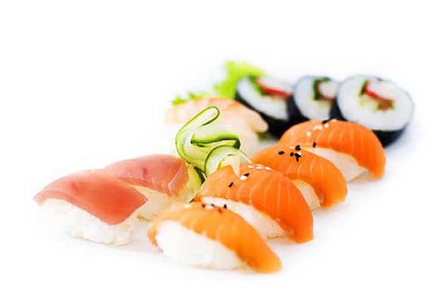 Food, Cuisine, Orange, Ingredient, Fish slice, Garnish, Sushi, Recipe, Produce, Japanese cuisine, 