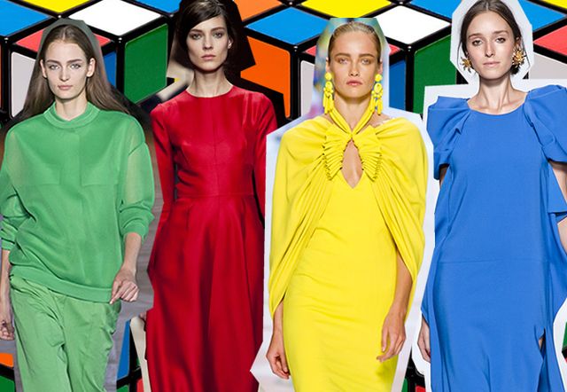 Yellow, Dress, Colorfulness, Electric blue, One-piece garment, Day dress, Symmetry, Fashion design, Makeover, Cocktail dress, 