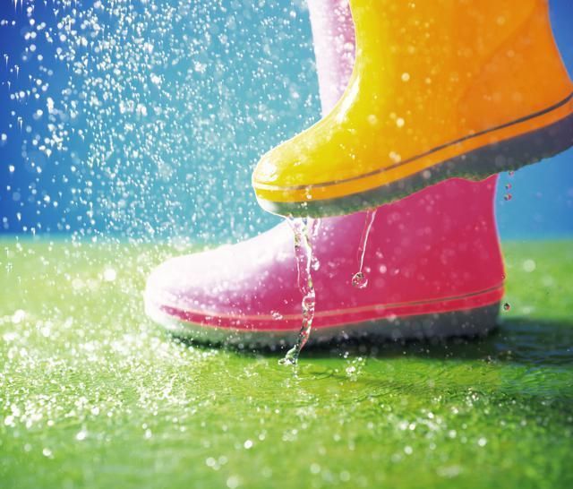 Green, Colorfulness, Pink, Magenta, Purple, Carmine, Costume accessory, Rain boot, Material property, Paint, 