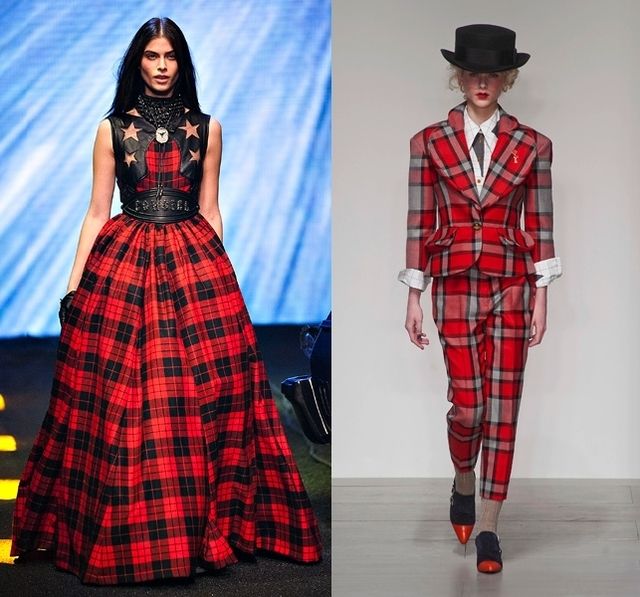 Plaid, Pattern, Sleeve, Tartan, Red, Textile, Hat, Dress, Formal wear, Style, 