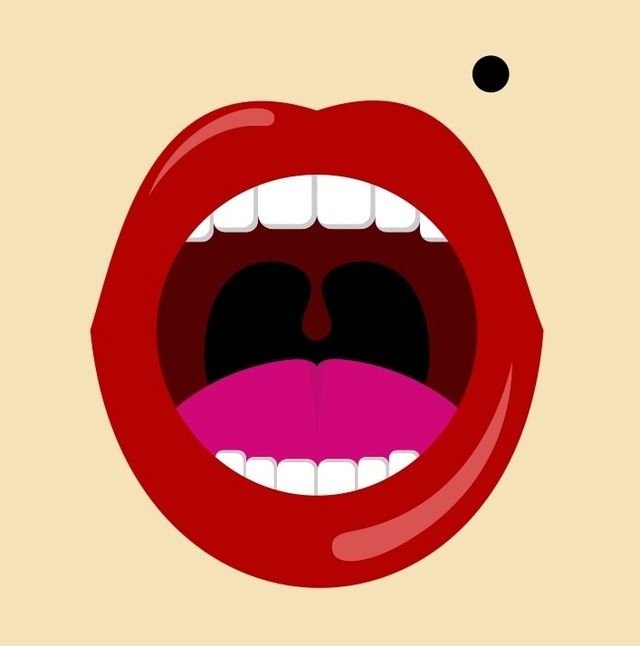 Lip, Tooth, Tongue, Jaw, Magenta, Snout, Graphics, Laugh, Clip art, Animation, 