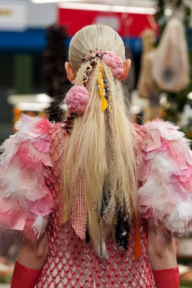 Hairstyle, Pink, Magenta, Headgear, Costume accessory, Fashion, Costume, Long hair, Hair accessory, Wig, 