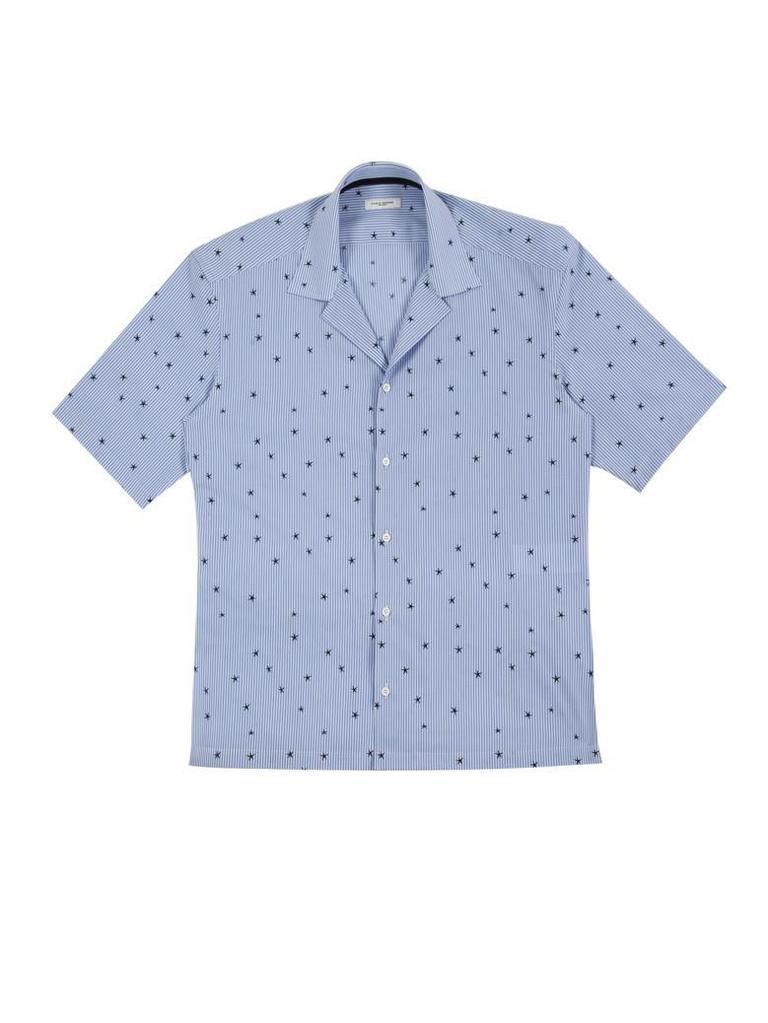 Blue, Product, Dress shirt, Collar, Sleeve, Shirt, White, Pattern, Electric blue, Button, 