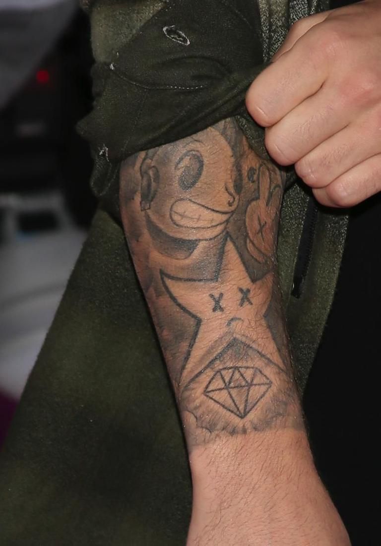 Tattoo, Skin, Joint, Wrist, Temporary tattoo, Symbol, Ink, Flesh, Cover-up, 