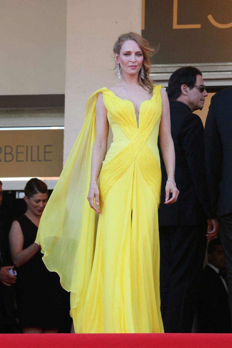 Yellow, Human body, Shoulder, Dress, Formal wear, Gown, Style, Fashion model, One-piece garment, Fashion accessory, 