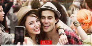 People, Hat, Plaid, Tartan, Happy, Fashion accessory, Facial expression, Pattern, Interaction, Friendship, 