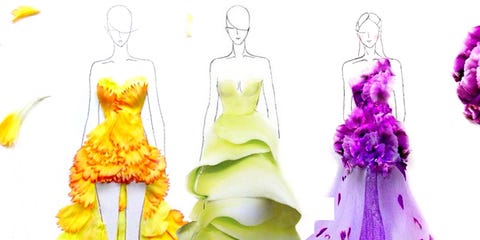 Bozzetti di moda creati con i petali di fiori Immagini di moda