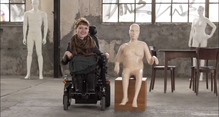 Human, Wheelchair, Standing, Sculpture, Chest, Trunk, Barechested, Rolling, Abdomen, Motorized wheelchair, 