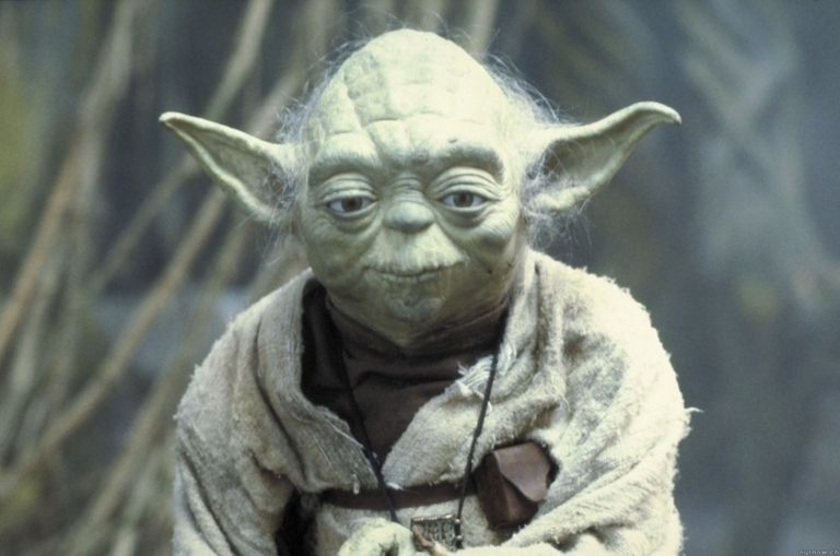Yoda, Sculpture, Jaw, Fictional character, Snout, Toy, Terrestrial animal, Wrinkle, Figurine, Statue, 