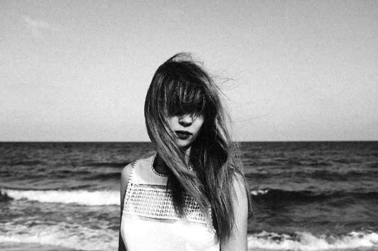 Hairstyle, Monochrome, Photograph, Monochrome photography, Style, Black-and-white, Summer, Ocean, Beauty, Beach, 