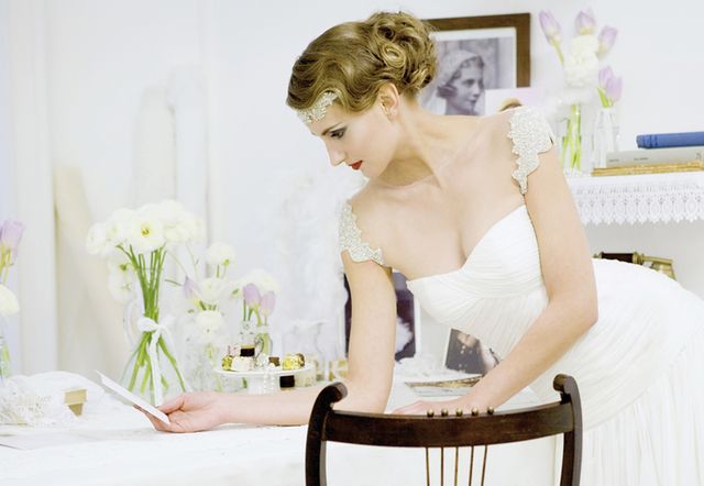 Hairstyle, Petal, Photograph, Bouquet, Furniture, Dress, Linens, Bridal clothing, Bride, Cut flowers, 