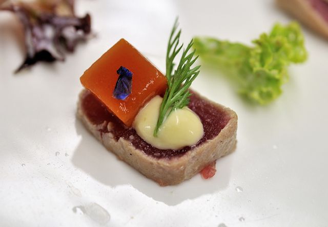 Food, Ingredient, Finger food, Canapé, Garnish, appetizer, Dish, Culinary art, Cuisine, Plate, 