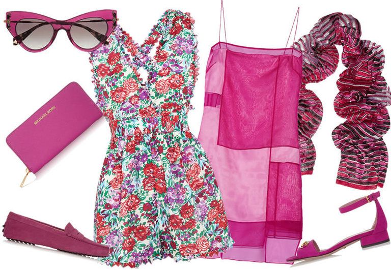 Product, Dress, Red, Magenta, Pink, Pattern, One-piece garment, Purple, Sunglasses, Fashion, 