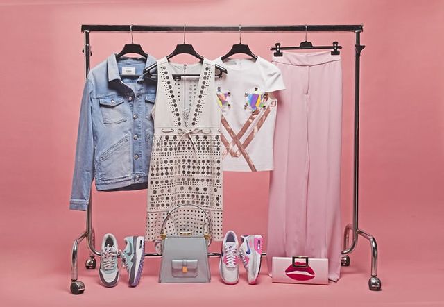 Sleeve, Collar, Pink, Clothes hanger, Dress shirt, Fashion design, Peach, Pattern, Button, Outlet store, 