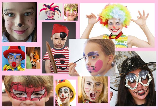 Head, Nose, Mouth, Happy, Pink, Facial expression, Style, Eyelash, Collage, Costume accessory, 