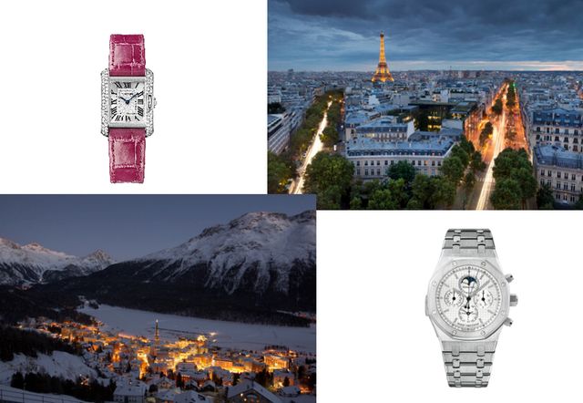 Landmark, Tower, Watch, World, Mountain range, Spire, Analog watch, Brand, Clock, Steeple, 