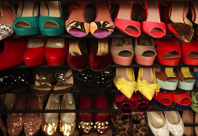 Footwear, Shoe, Red, Shoe store, Collection, Carmine, Fashion, Shoe organizer, Retail, Tan, 
