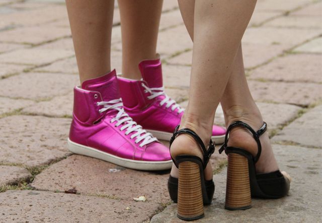 Footwear, Green, Brown, Shoe, Human leg, Joint, Pink, Purple, Magenta, Style, 