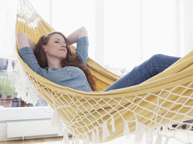 Comfort, Product, Hairstyle, Photograph, Hammock, Leisure, People in nature, Beauty, Denim, Sunlight, 