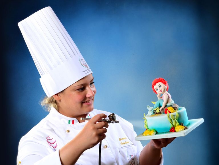 Cook, Hand, Happy, Chef, Cuisine, Ice cream, Fictional character, Dessert, Costume accessory, Animation, 