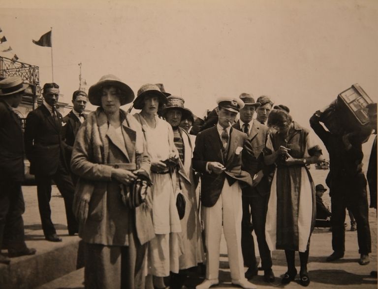 People, Standing, Photograph, Uniform, Hat, Team, Flag, Headgear, Crew, Vintage clothing, 