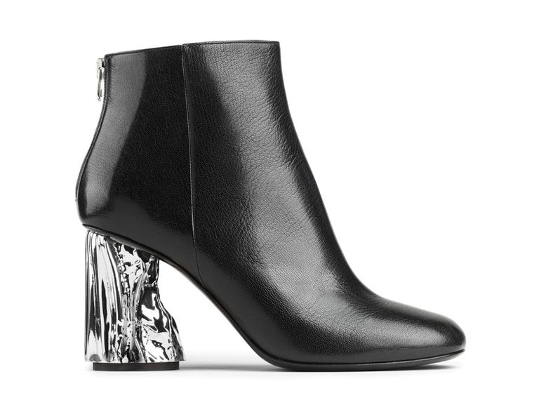Boot, Shoe, Black, Leather, Beige, Silver, Synthetic rubber, 