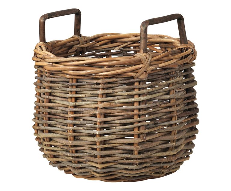 Storage basket, Basket, Wicker, Home accessories, Metal, Building material, 