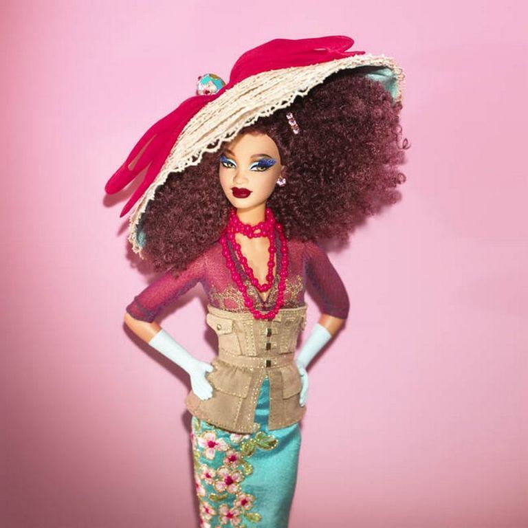 Toy, Doll, Pink, Style, Wrist, Barbie, Waist, Wig, Costume accessory, Headgear, 