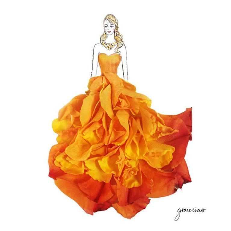 Yellow, Dress, Orange, Amber, Gown, One-piece garment, Peach, Day dress, Costume design, Costume, 
