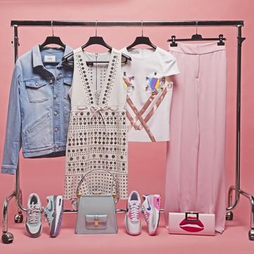 Sleeve, Collar, Pink, Clothes hanger, Dress shirt, Fashion design, Peach, Pattern, Button, Outlet store, 