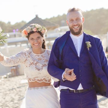 Smile, Sleeve, Trousers, Photograph, Happy, Coat, Dress shirt, Facial expression, Collar, Bouquet, 