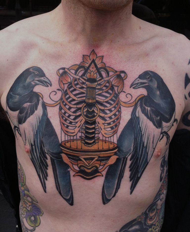 Tattoo, Vertebrate, Wing, Bird, Neck, Muscle, Art, Symbol, Beak, Temporary tattoo, 
