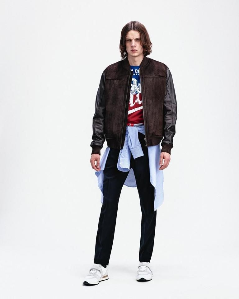 Collar, Sleeve, Trousers, Jacket, Denim, Pocket, Textile, Standing, Shoe, Outerwear, 