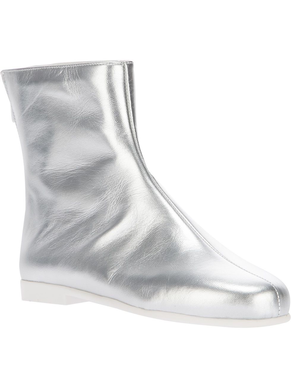 Boot, White, Black, Grey, Leather, Silver, Synthetic rubber, 
