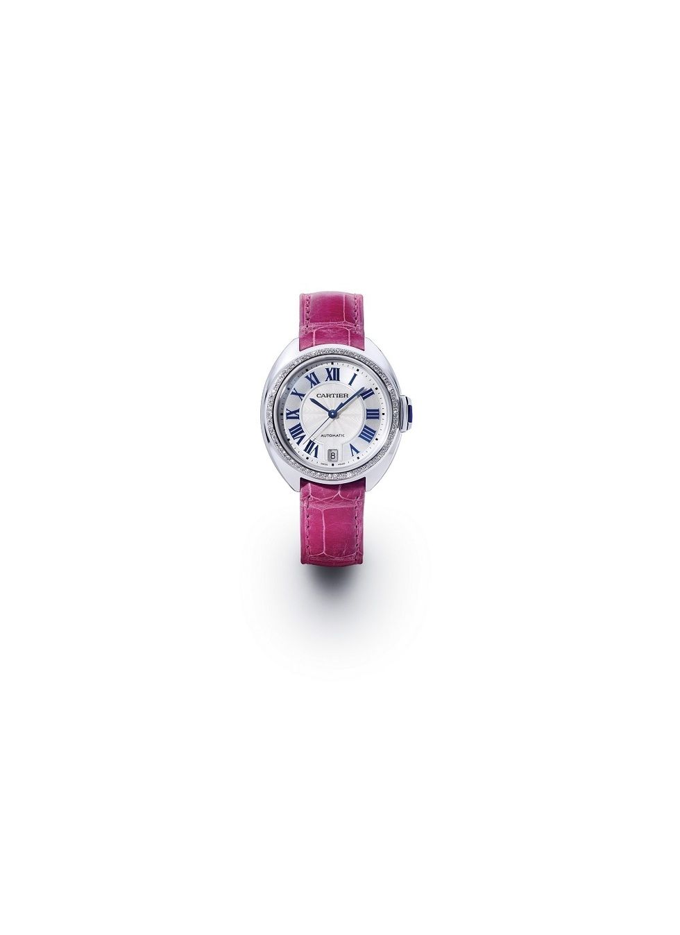 Product, Watch, Analog watch, Fashion accessory, Magenta, Watch accessory, Circle, Symbol, Strap, Clock, 