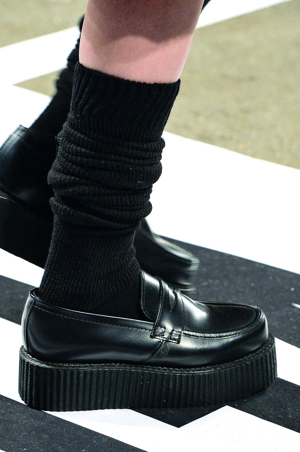 Human leg, Fashion, Black, Grey, Sock, Synthetic rubber, Wool, Leather, Silver, Walking shoe, 