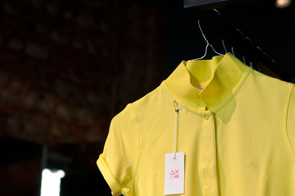 Yellow, Collar, Sleeve, Light, Button, Fashion design, Active shirt, 