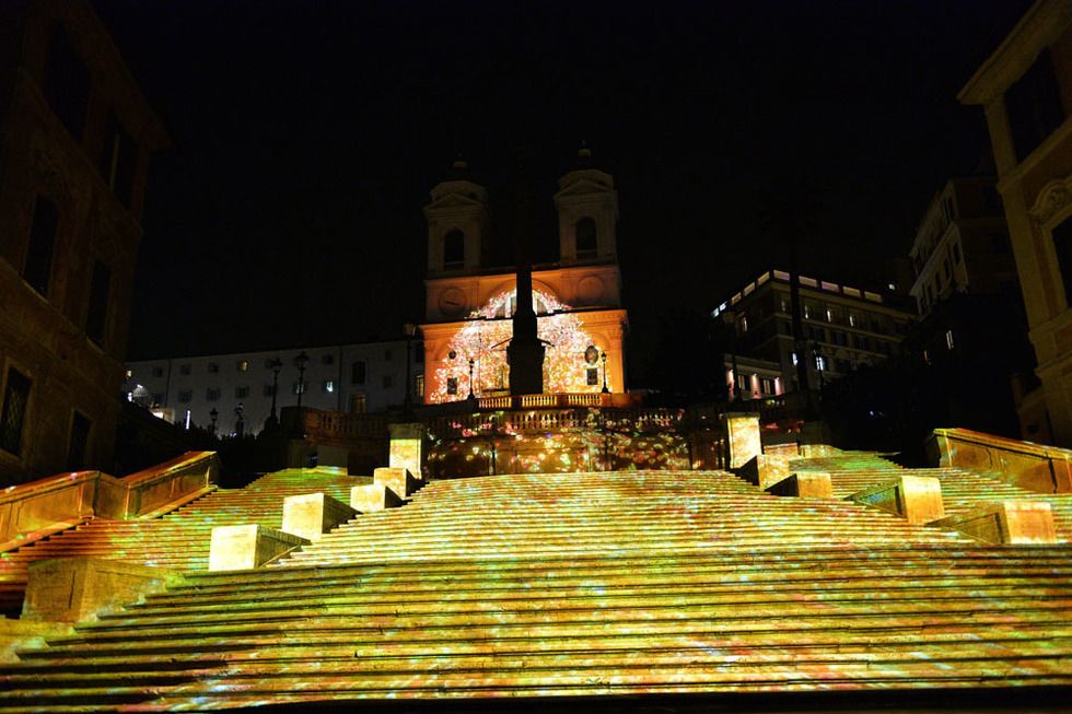 Night, Stairs, Landmark, Midnight, Darkness, Tourist attraction, Church, Religious institute, Holy places, Historic site, 