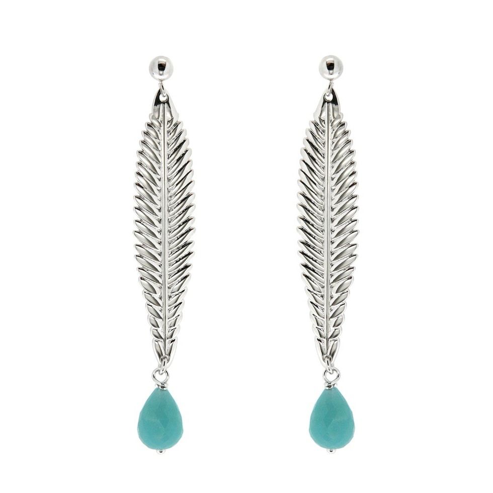 Leaf, Natural material, Aqua, Teal, Turquoise, Azure, Jewellery, Body jewelry, Feather, Craft, 