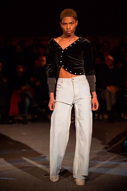 Brown, Shoulder, Fashion show, Outerwear, Style, Denim, Waist, Runway, Fashion model, Street fashion, 