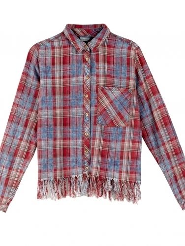 Clothing, Blue, Product, Collar, Sleeve, Pattern, Dress shirt, Plaid, Textile, Red, 