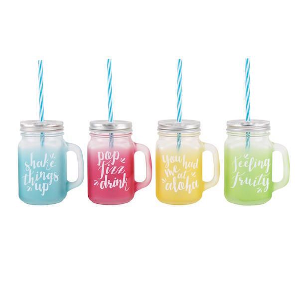 Product, Party supply, Font, Aqua, Drinkware, Teal, Lid, Drinking straw, Turquoise, Mason jar, 