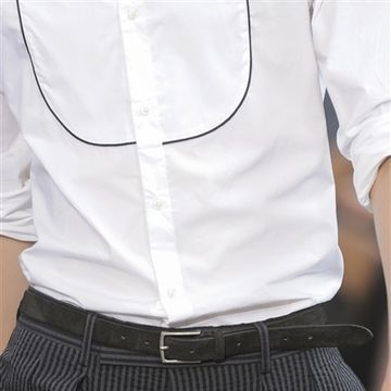 Collar, Sleeve, Dress shirt, Textile, White, Style, Waist, Pattern, Fashion, Uniform, 
