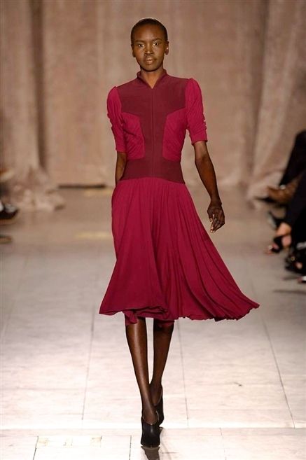 Shoulder, Textile, Joint, Dress, Red, Magenta, Pink, Style, Fashion show, One-piece garment, 