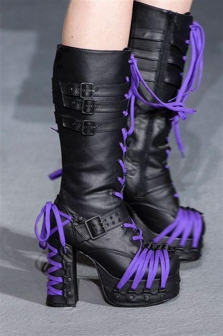 Footwear, Purple, Boot, Violet, Fashion, Lavender, Leather, Fashion design, Natural material, Knee-high boot, 