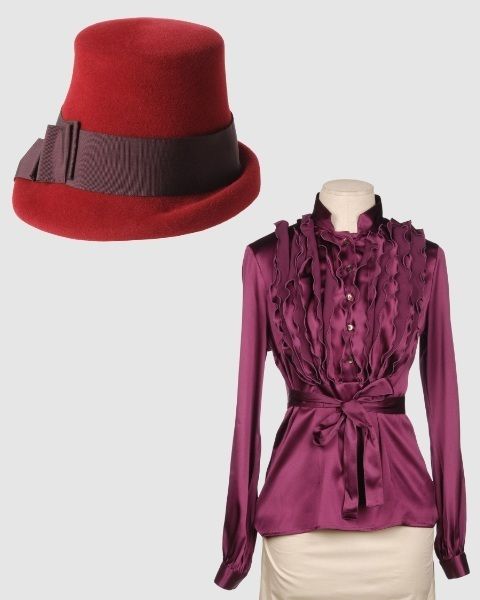 Hat, Product, Sleeve, Collar, Shoulder, Red, Textile, Dress, Style, Magenta, 